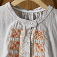 thumbnail image 6 of Dazajoo Short Sleeve Linen Shirt Women Boho Floral Embroidered Round Neck Tops Summer Casual Lightweight T Shirts,Gray,XXXXL, 6 of 9