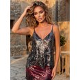 thumbnail image 4 of LMLYSoH Women's Glitter Sequin Cami Tops Sleeveless Spaghetti Strap V Neck Camisole Summer Clubwear, 4 of 9