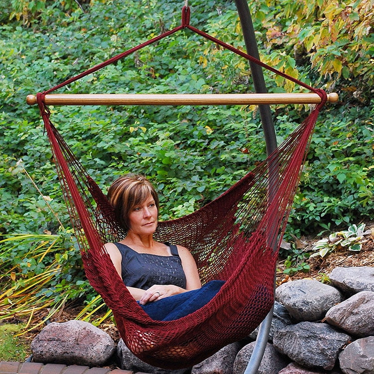 48" Burgundy Red Tight Weave Hammock Hanging Caribbean Rope Chair