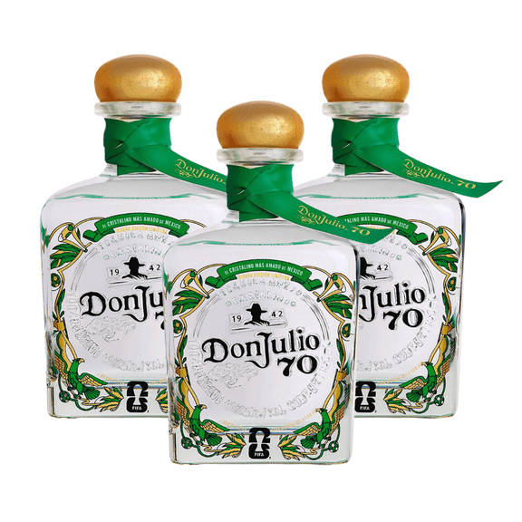 PACK DE 3 TEQUILA DON JULIO 70 CRISTALINO AÑEJO ED. MUNDIAL 700ML