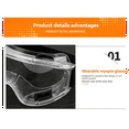 thumbnail image 3 of 6PCS Safety Goggle Anti Splash Dust Proof Work Lab Eyewear Eye Protection Industrial Safety Glasses Clear Lens, 3 of 6