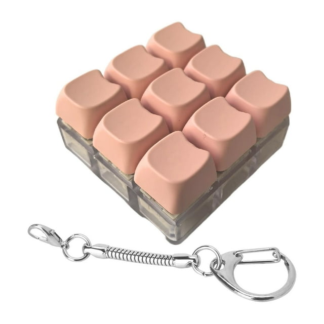 Llavero con teclado antiestrés, botón de llave, cubo de teclado, regalo novedoso para adultos, teclado 9 teclas