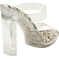 thumbnail image 3 of Static Footwear Women's Clear Open Toe Chunky Heels Mules High Heels Slip On Slide Sandals, Clear Snake, 8, 3 of 3