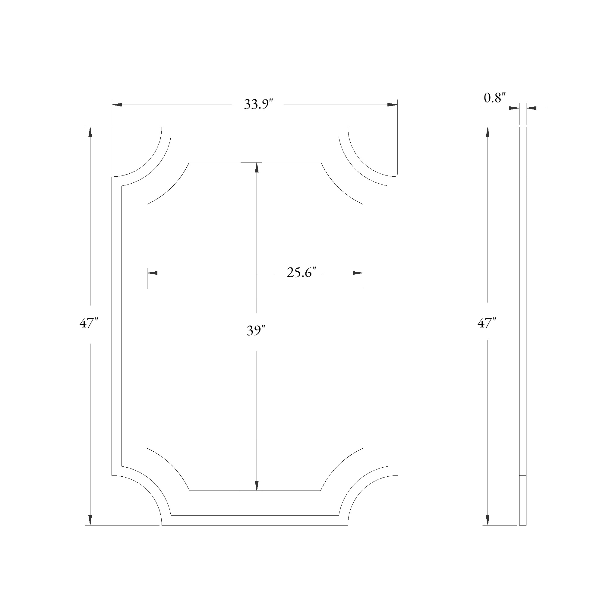 LNC 33.9"x47" Rectangular Gold Bathroom Wall Mirror with Rhinestone Inlay and MDF Frame
