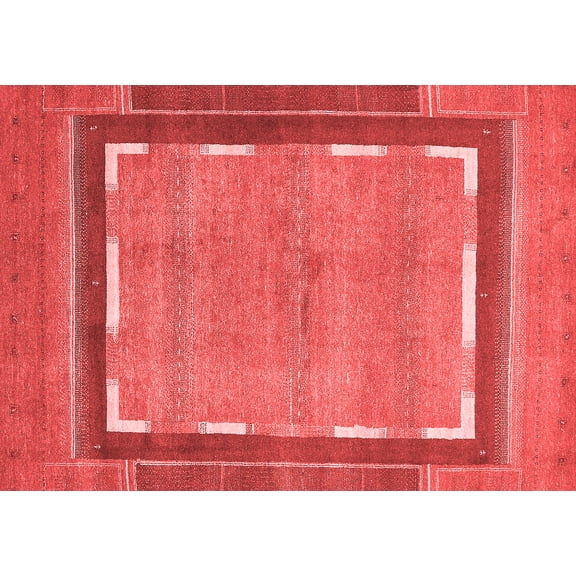 Ahgly Company Indoor Rectangle Abstract Red Modern Area Rugs, 5' x 7'
