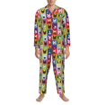 thumbnail image 3 of Fotbe Colorful Bulldog Pijama de Hombre con Estampado de Manga Larga, Conjunto de 2 Piezas, Ropa de Dormir Suave y Cómoda con Bolsillos-Large, 3 of 7