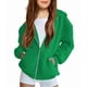 thumbnail image 1 of Sudadera con capucha Arshiner de forro polar con cremallera completa para niñas, verde 6, 1 of 9