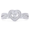 thumbnail image 2 of Round Cut Natural White Diamond Heart Frame Split Shank Engagement Ring In 14K White Gold Plated 925 Sterling Silver (Color: I-J, Clarity: I2-I3, 0.03 Cttw) -5.5, 2 of 8