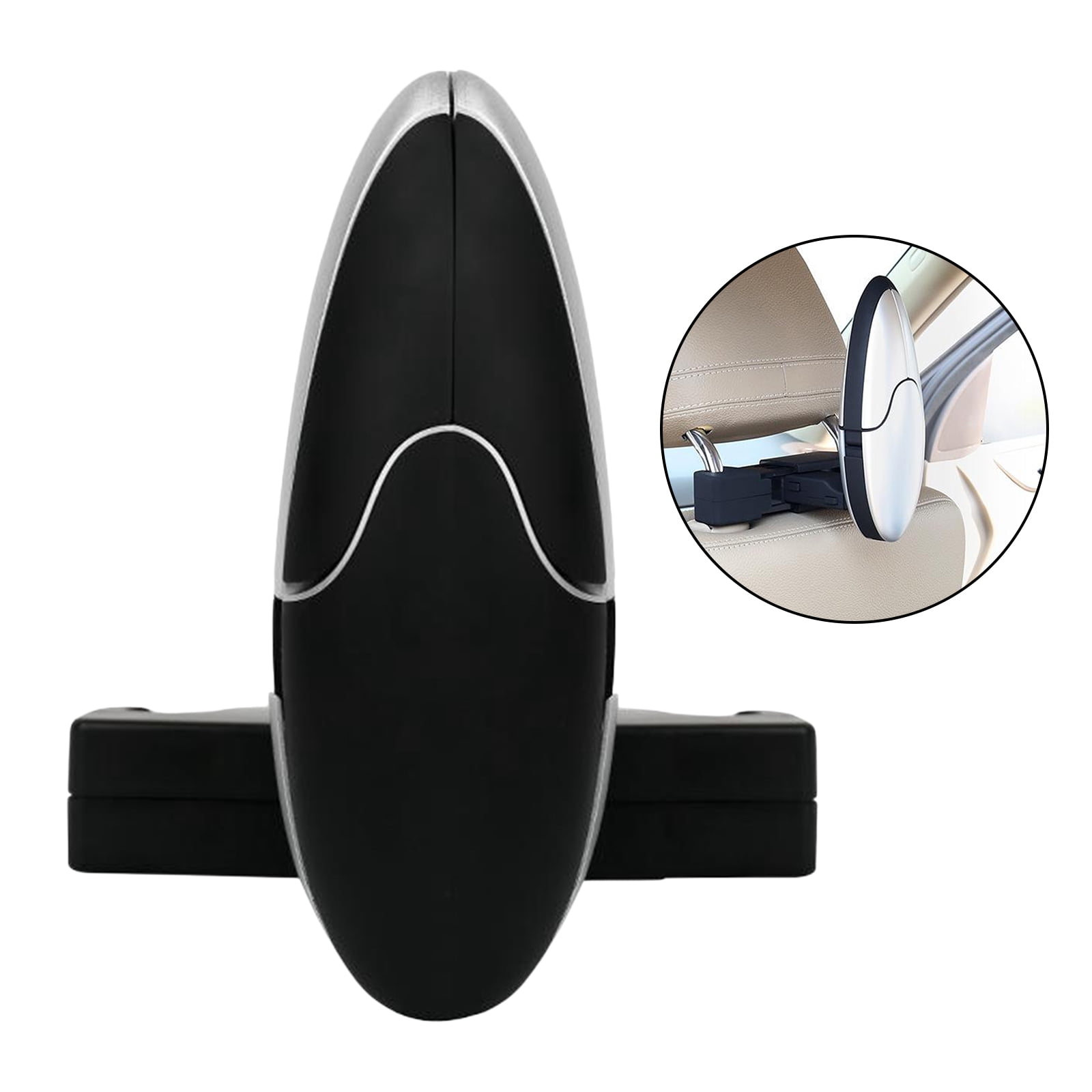 funtasica Car Back Seat Headrest Coat Folding Hanger Travel Vehicle Automotive Accessories Organizers Storage Suit Jacket Clothes Hook - Black