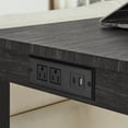 thumbnail image 5 of 4 Piece Bar Table and Chairs Tall Kitchen Breakfast Nook, 59" Sofa Table with Power Outlet - Small Dining Table Set with 3 Upholstered Stools for Living Room, Dining Room, Kitchen, Black, 5 of 9
