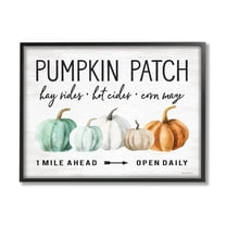Stupell Industries Pumpkin Patch Farmhouse Sign Autumn Orange Green Gourds, 14 x 11, Design by Lettered and Lined