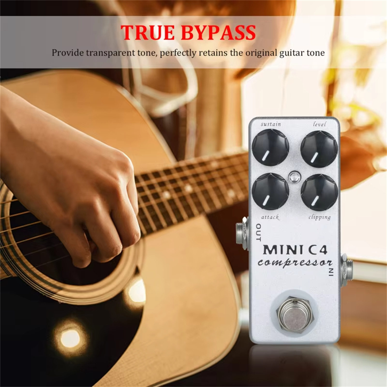 Guitar Effect Pedal True Bypass Overdrive 4 Modes Effector Compact Compressor Guitar Effect Pedal Guitar Accessories