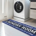 thumbnail image 4 of Ottomanson Machine Washable Text 2x5 Flatweave Cotton Laundry Room Runner Rug, 20" x 59", Navy, 4 of 9
