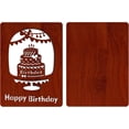 thumbnail image 3 of Tarjeta de felicitación de feliz cumpleaños en madera MDF con diseño de pastel de cumpleaños hueco y palabras. Tarjeta de regalo de cumpleaños escrita a mano en marrón rojizo con sobre., 3 of 6