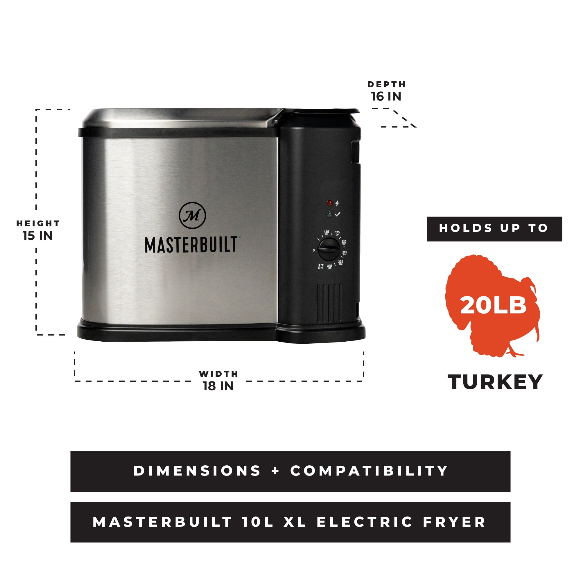 Masterbuilt 10 Liter XL Electric Fryer, Boiler, Steamer