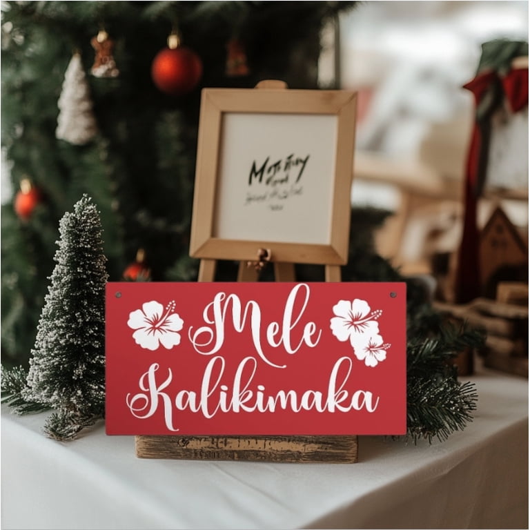Mele Kalikimaka Red Christmas Holiday Sign Hawaiian Vacation 10x5