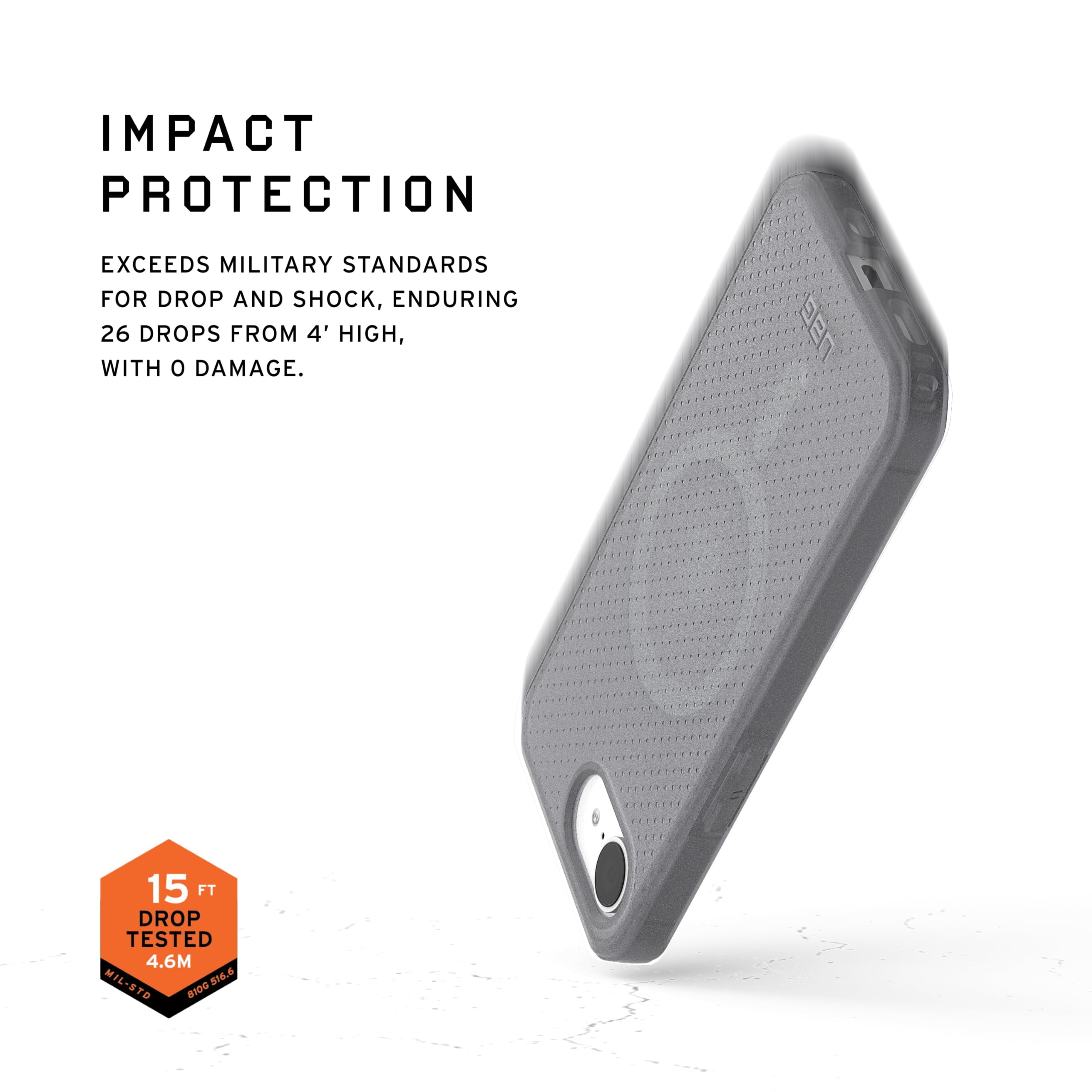 UAG iPhone 17e / iPhone 16e Case Dot - Compatible with MagSafe Rugged Lightweight Textured Clear Military Grade Drop Proof Protective Cover, Ash