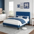 thumbnail image 1 of Velvet Upholstered Bed Frame with Adjustable Tufted Headboard, Platform Design, No Box Spring Required, Easy to Assemble, 1 of 8