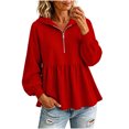 thumbnail image 2 of Xdegoge Womens Half Zip Hoodie Long Sleeve Peplum Sweatshirts Babydoll Ruffle Hem Casual Fall Tops Lightweight Loose Fit Pullover, 2 of 6