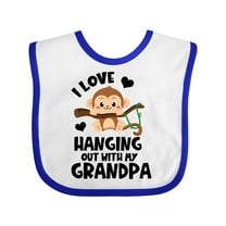 Inktastic Monkey I Love Hanging out with My Grandpa Boys or Girls Baby Bib