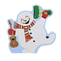 Cat's Meow Village Dance To The Music Snowman - One Figurine 4.25 Inch, Wood - Casper  Black Cat Ukulele 23121