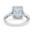 thumbnail image 3 of Art Deco Accent Halo Radiant Women Engagement Ring Simulated Aquamarine 925 Sterling Silver, 3 of 5