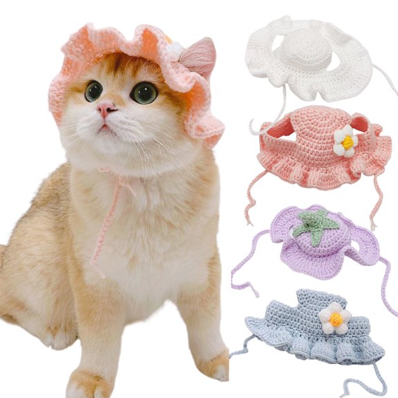 Shenmeida Pet Hat - Dog Cat Pet Cap Knitted Yarn Hat for Puppy Teddy Animal Dog Cat Grooming Accessories Apparels