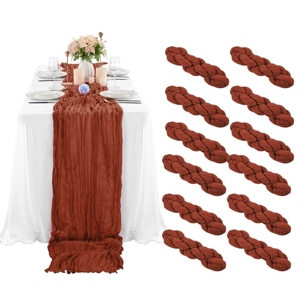 Pesonlook 12Packs Cheesecloth Table Runner,10FT Terracotta Gauze Table Runners Passover Table