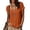 Orange, variant on Women's Square Neck Button Short Sleeve Blouse Midnight Tone Solid Crinkled Linen Casual Top for Daily Summer Vacation Wear Pink XL