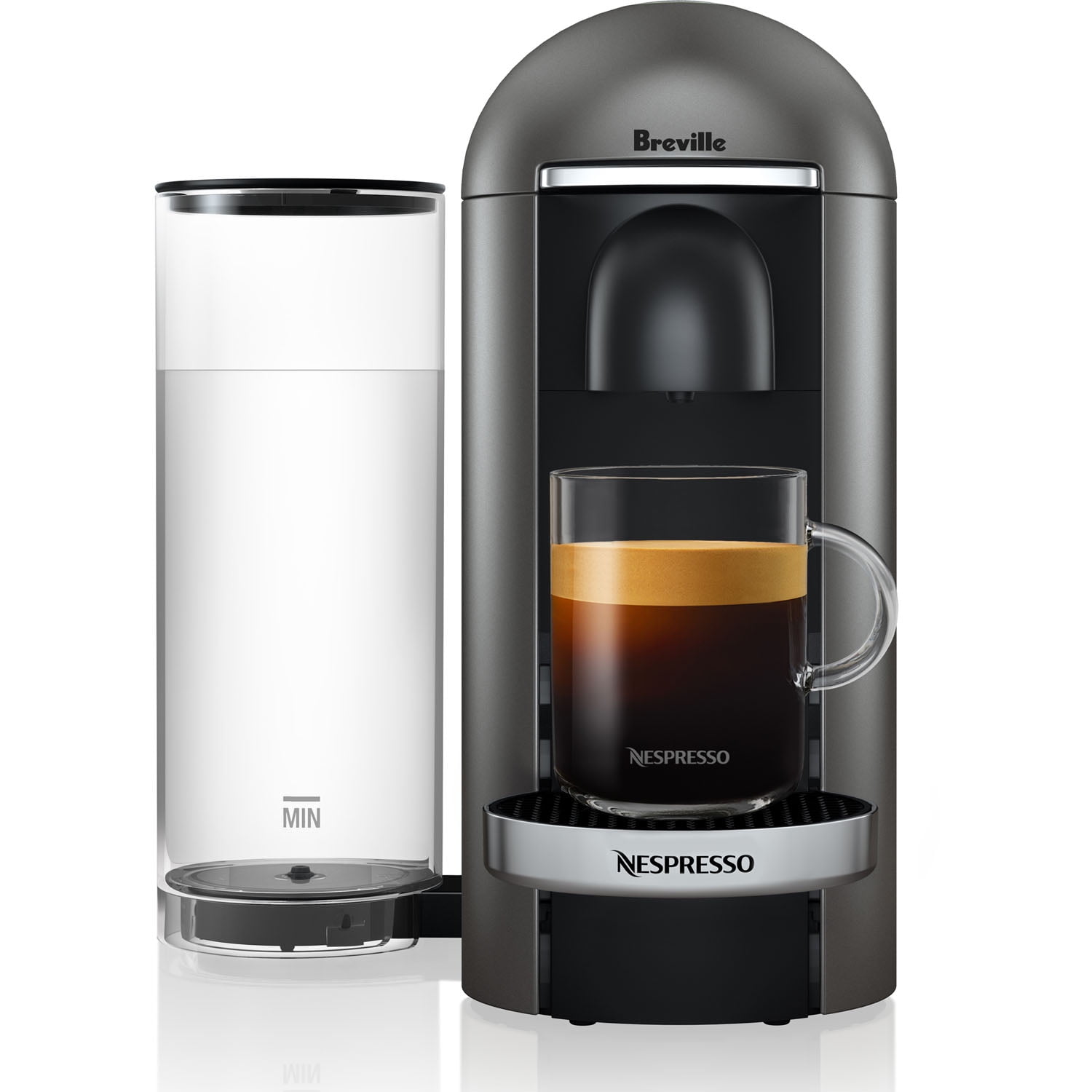 Cafetera Nespresso VertuoPlus Titan de lujo y sus accesorios por Breville