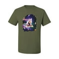 thumbnail image 2 of Wild Bobby, Galactic Pizza Space Cat Laser Eyes, Animal Lover, Men Graphic Tees, Military Green, Large, 2 of 3