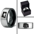 thumbnail image 4 of Tungsten North Dakota The Peace Garden State Bison Band Ring 8mm Men Women Comfort Fit Brushed Gray Flat Cut Black Polished, 4 of 4