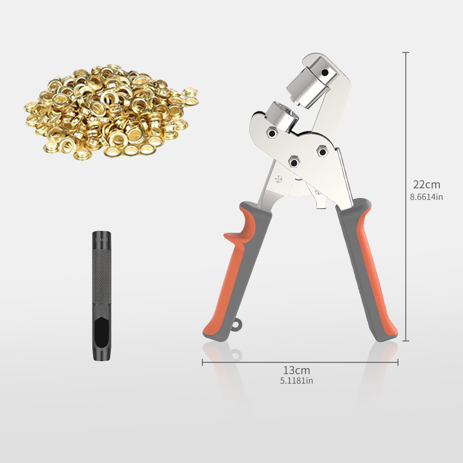 Grommet Tool Kit with 300 Gold Eyelets - Hole Punch Pliers for Fabric, Leather, Tarpaulin