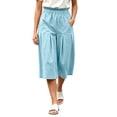 thumbnail image 2 of Guluxicc Women's Cotton Cropped Pants with Pockets Elastic Waist Wide Leg Capris for Everyday Wear Summer Casual Outfits, 2 of 9