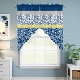 thumbnail image 4 of Blue Yellow Kitchen Window Curtains, Swag Curtains Valance for Bedroom Living Room Bathroom, Botanical Floral Motifs Wildflower Striped Rod Pocket Window Curtain Block Drapes 2 Panels 36"x45", 4 of 6