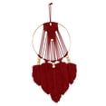 thumbnail image 2 of Colgante de pared de macramé, arte bohemio, hecho a mano, elegante, hojas, círculo, decorativo rojo, 2 of 9