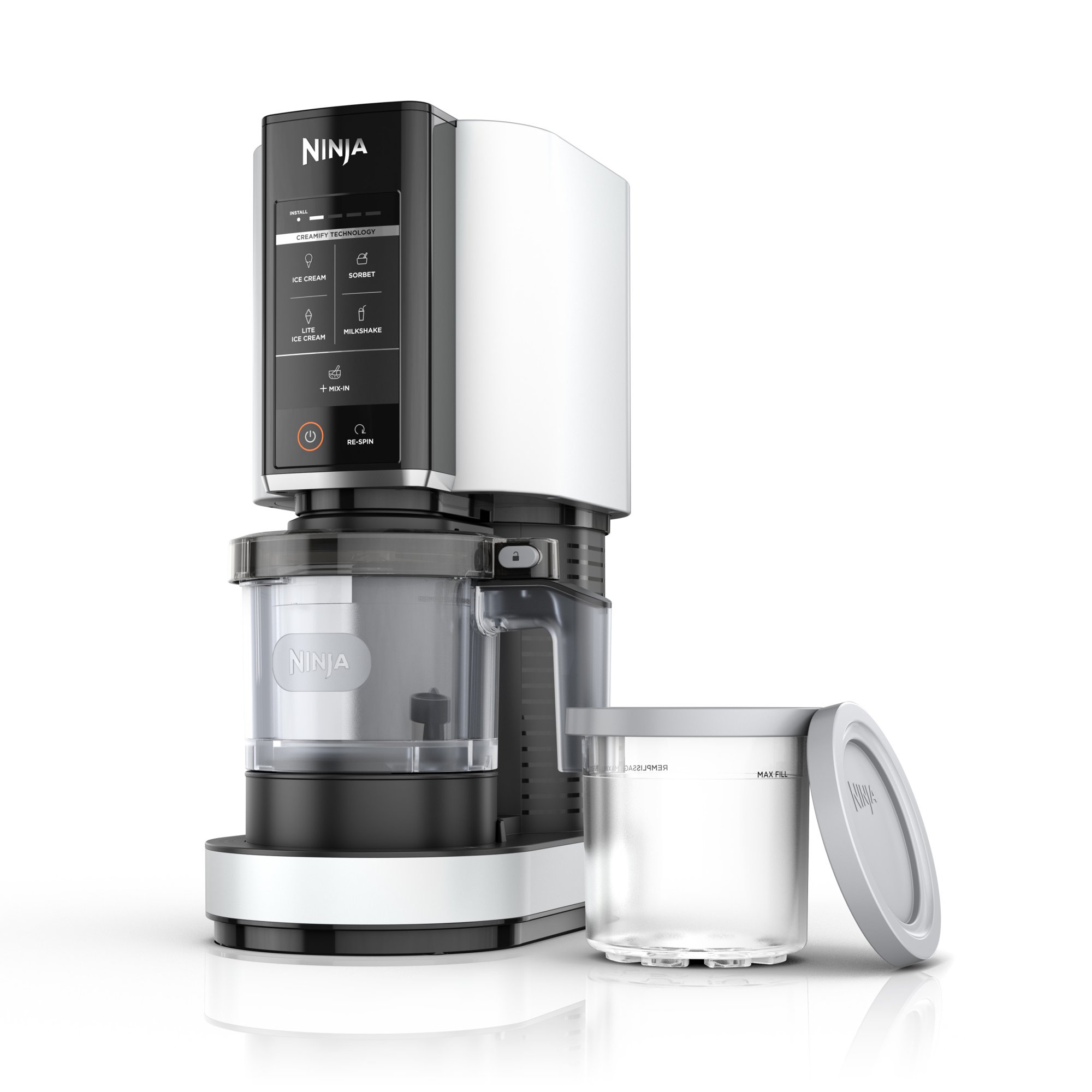 Ninja CREAMi Ice Cream Maker, for Mix-ins, Milkshakes, Sorbet, 5 One-Touch Programs, (2) 16 Oz Pint Containers & Lids, NC300WH White