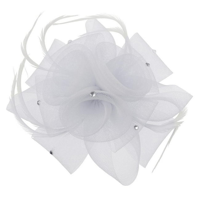 Becaristey Pince à Cheveux Fascinatrice Plume Rose pour Mariage, Bal, Dames, Blanc 1ensemble