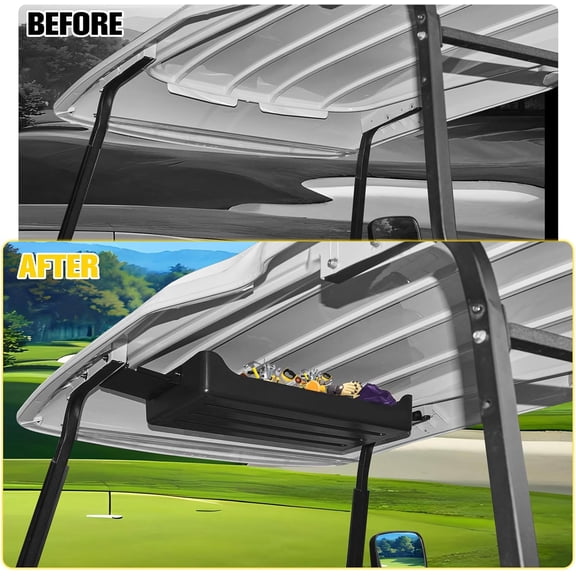 Large Front Overhead Storage Tray Compatible with Club Car  Golf Cart Accessories, Roof Front Storage Box Ceiling Organizer Tray for Club Car  with Standard Factory Roof
