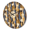 thumbnail image 3 of Designart 'Retro Luxury Waves In Blue and Gold I' Mid-Century Modern Wood Wall Clock, 3 of 5