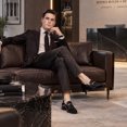 thumbnail image 2 of AUSTIN MILL Men's Classic Loafers, Patent Leather and Velvet Mixed Formal Dress Shoes, Slip-On Business Casual Tuxedo Shoes, 2 of 12