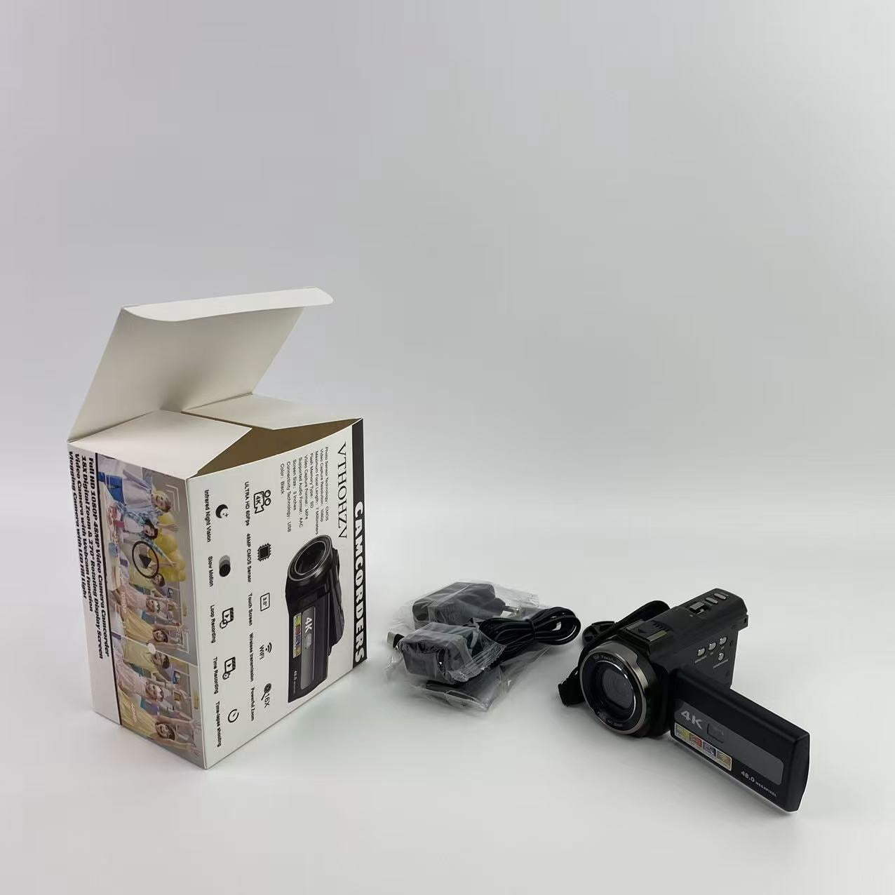 VTHOHZV Camcorders,Camcorder Video Camera, Digital Camera 1080P 18X Digital Zoom Cam Corder with Fill Light, 3" 270° Rotatable Screen Webcam Anti-Shake 48MP