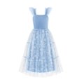 thumbnail image 1 of Vestido de verano Arshiner para niñas azul con estampado floral, tallas 10-12, 1 of 5
