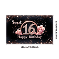 thumbnail image 3 of Yatrandify Pink Balloon Sweet Sixteen Birthday Banner Elegant Design Happy Birthday Decoration for Birthday Party Indoor Celebration, 3 of 7