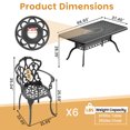 thumbnail image 3 of Hzzkey 7-Piece Rectangle Cast Aluminum Patio Set , Beige Cushions , Umbrella Hole , Black, 3 of 9