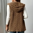 thumbnail image 5 of Hxshgdsn Womens Fuzzy Fleece Crochet Vest With Hooded Sleeveless Warm Soft Cardigan Brown Xl, 5 of 8