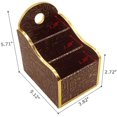 thumbnail image 2 of Support de Télécommande Petit Organisateur de Table Bureau en Cuir Rangement Télécommande avec 3 Compartiments Spacieux (Marron avec Égyptien), 2 of 7