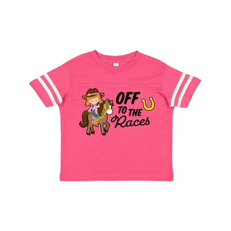 

Inktastic Off to the Races with Cowgirl on Horse Gift Toddler Toddler Girl T-Shirt