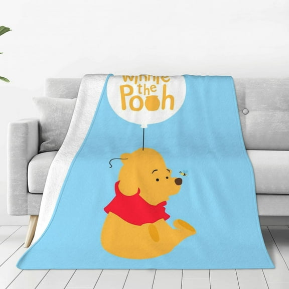 Winnie The Pooh Blanket Cute Character All Season Warm Fuzzy Plush Throw Blankets Soft Flannel Blankets for Couch Chair Bed Travel Home Decor 40"X30"