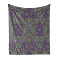 thumbnail image 1 of Psychedelic Soft Flannel Fleece Blanket, Fractal Pattern 90's Style Tribal Themed Modern Mandala Bohemian Hippie Print, Cozy Plush for Indoor and Outdoor Use, 60" x 80", Purple Green, by Ambesonne, 1 of 6